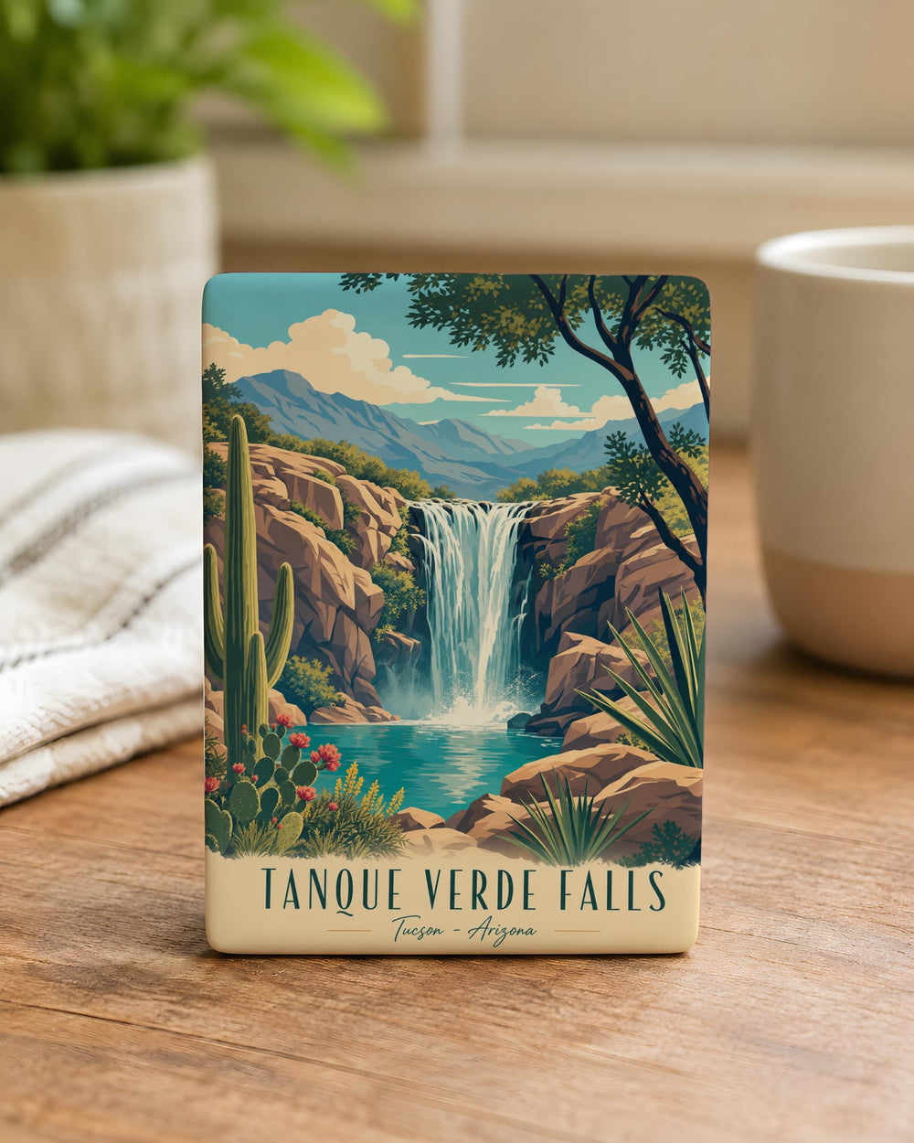 Tanque Verde Falls Fridge Magnet, Arizona Waterfall Souvenir Magnet, Tucson Nature Travel Keepsake Magnet