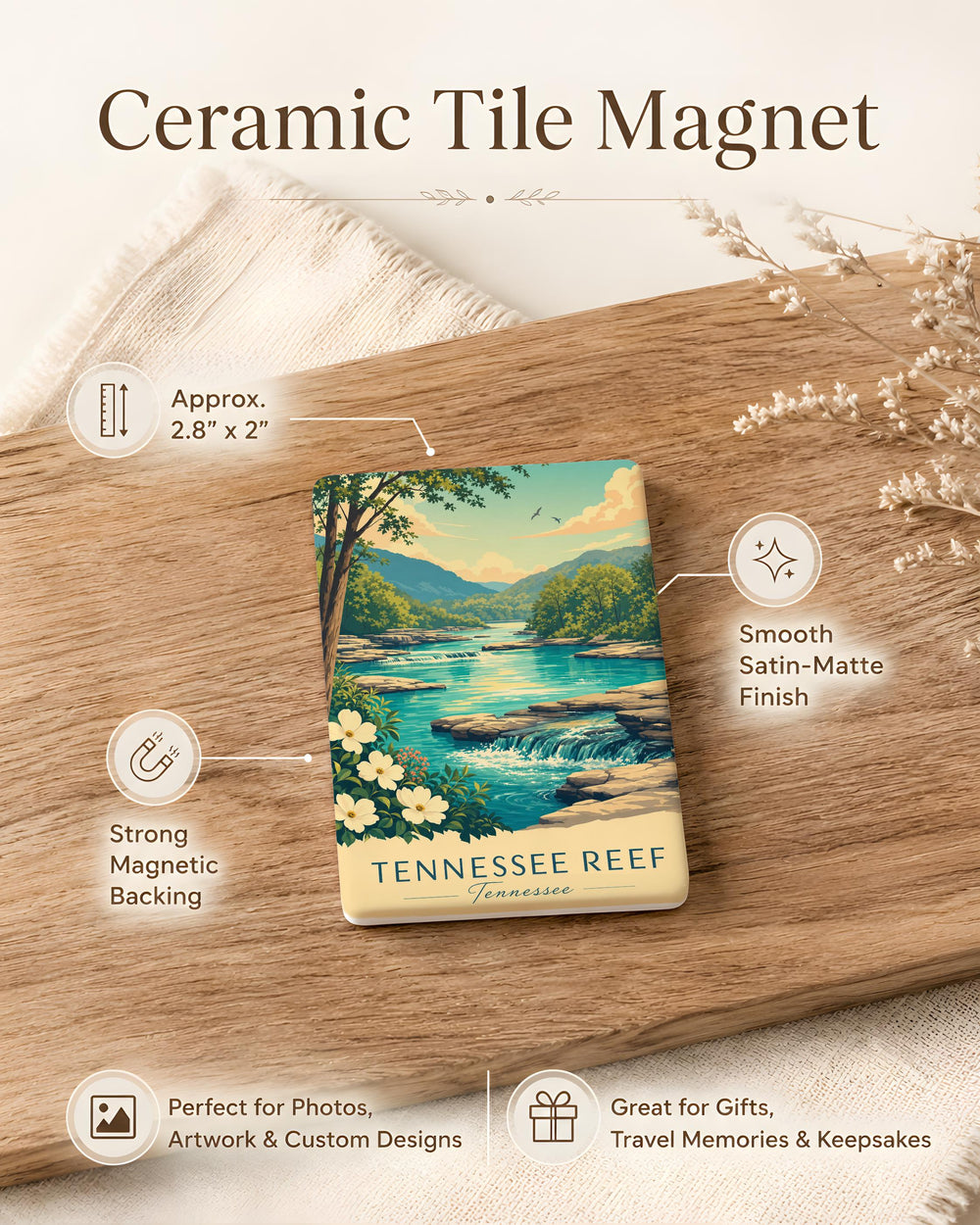 Tennessee Reef Fridge Magnet, Tennessee Ocean Reef Souvenir, Reef Wildlife Kitchen Magnet, Coastal Nature Travel Keepsake