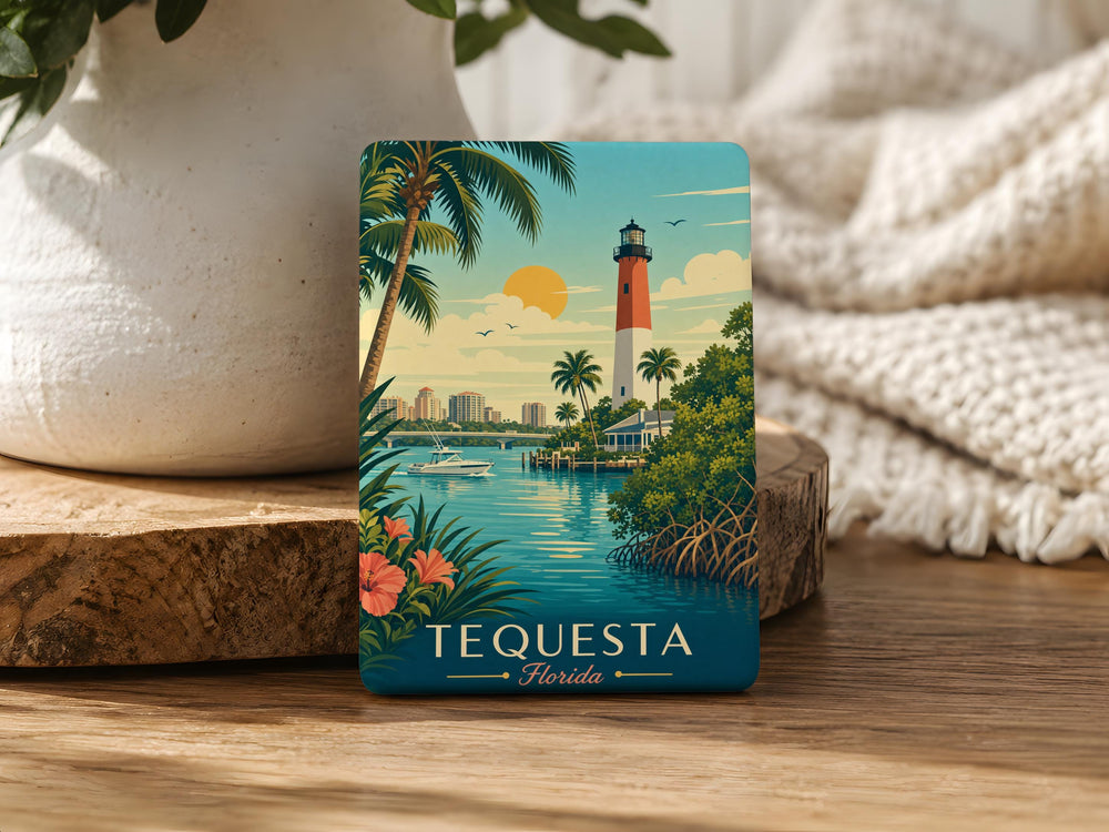 Tequesta Florida Fridge Magnet, Tequesta FL Souvenir Magnet, Palm Beach County Travel Gift, Coastal Town Keepsake