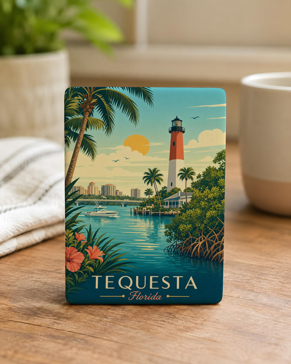 Tequesta Florida Fridge Magnet, Tequesta FL Souvenir Magnet, Palm Beach County Travel Gift, Coastal Town Keepsake