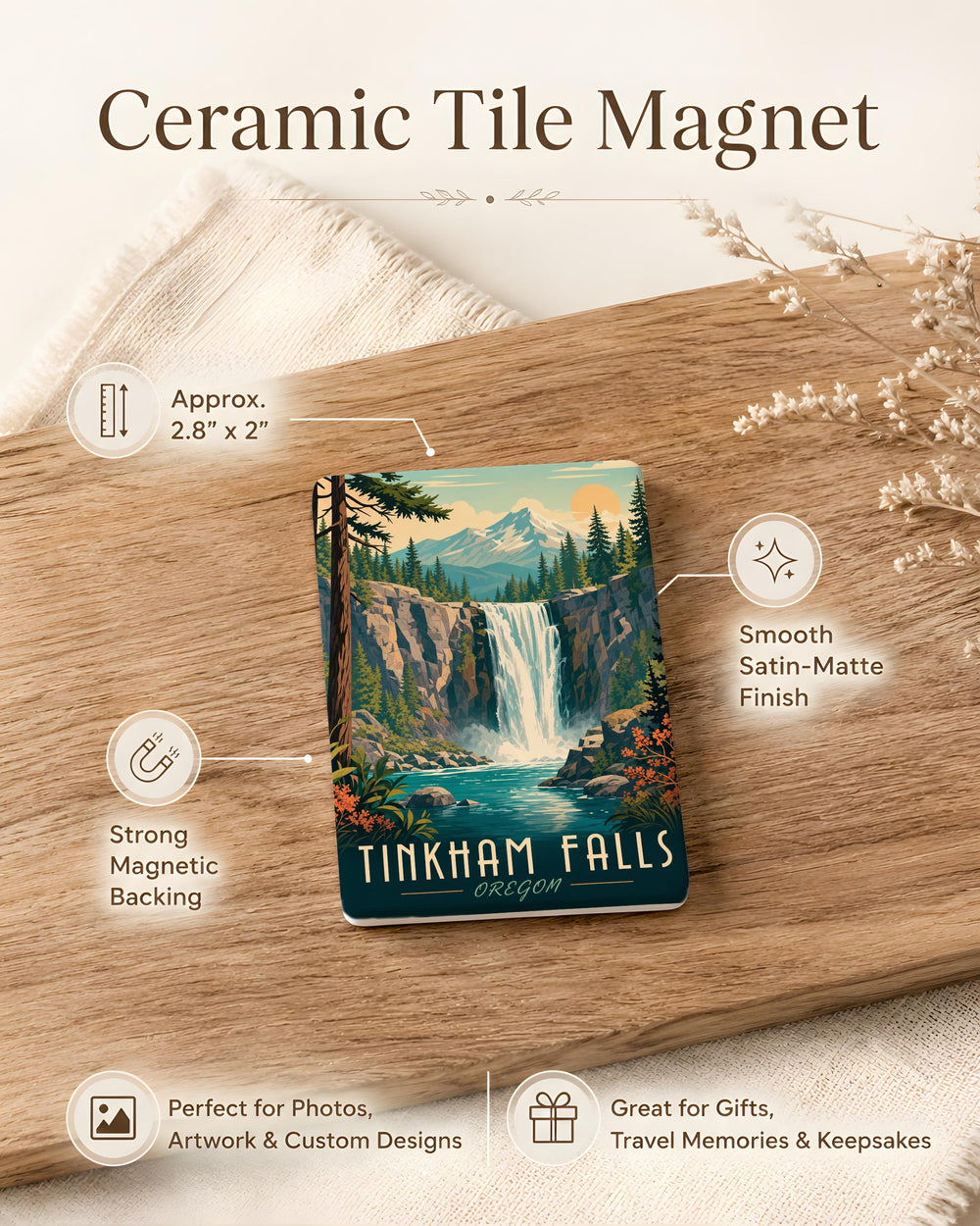 Tinkham Falls Fridge Magnet, Waterfall Nature Souvenir, New York Hiking Landmark Magnet, Adirondack Travel Gift