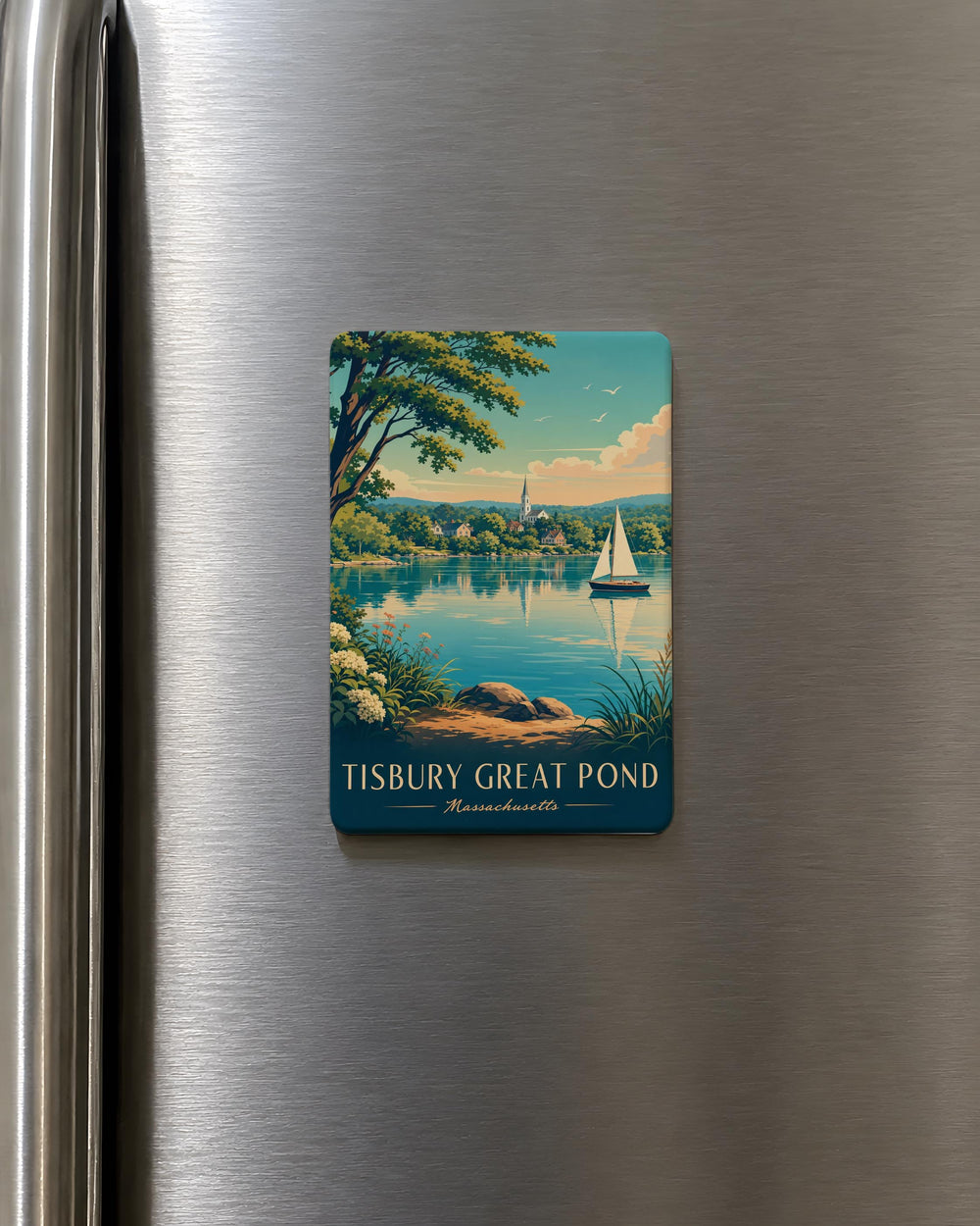 Tisbury Great Pond Fridge Magnet, Martha’s Vineyard Massachusetts Lake Landmark Souvenir Magnet