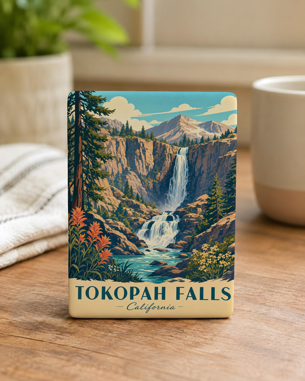 Tokopah Falls Fridge Magnet, Sequoia National Park Waterfall Souvenir, California Hiking Trail Travel Keepsake Magnet