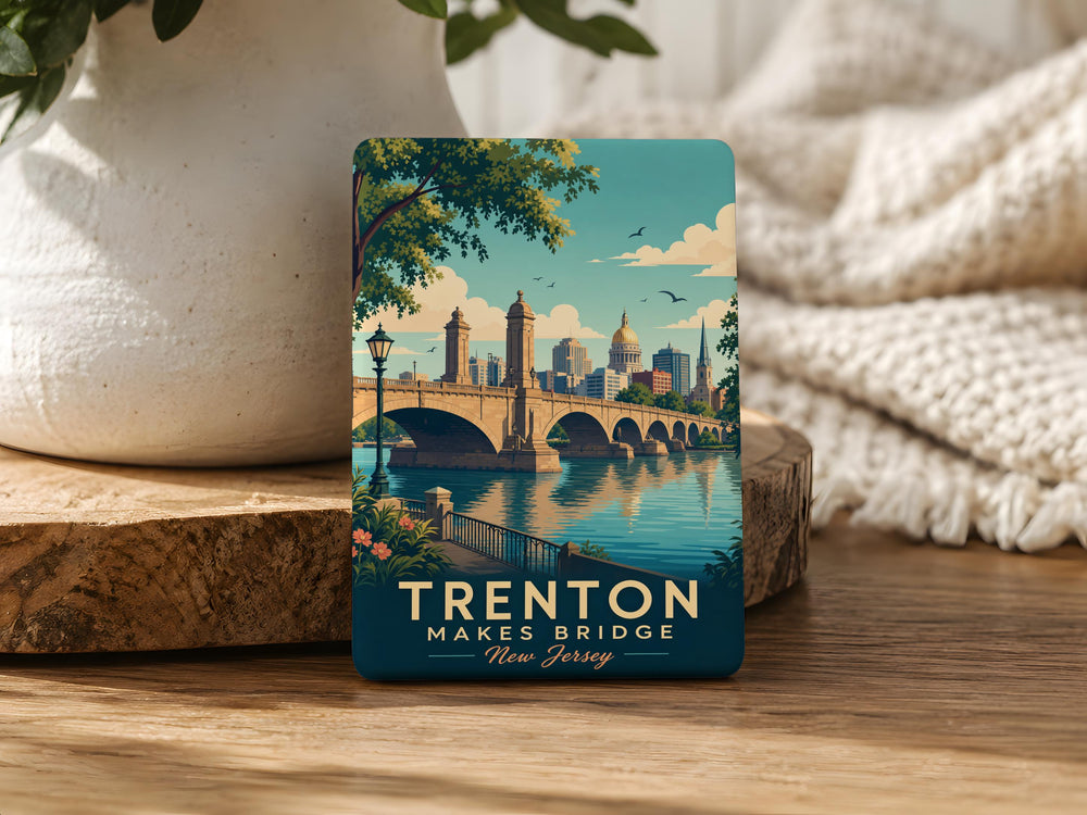 Trenton Makes Bridge Fridge Magnet, Trenton NJ Landmark Souvenir Magnet, Delaware River Bridge Travel Keepsake Magnet