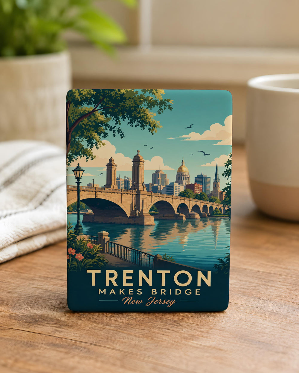 Trenton Makes Bridge Fridge Magnet, Trenton NJ Landmark Souvenir Magnet, Delaware River Bridge Travel Keepsake Magnet