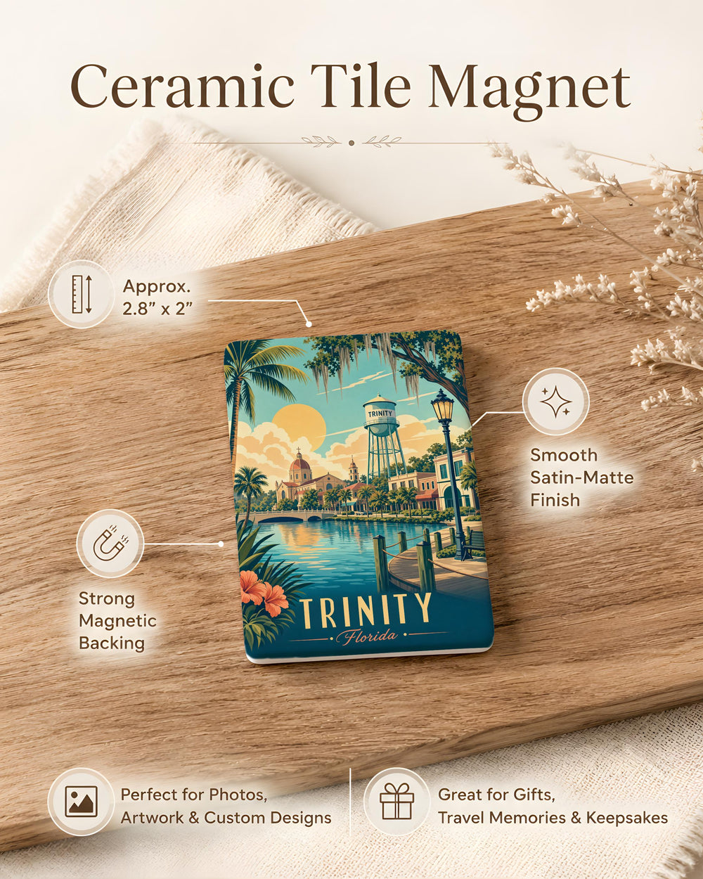 Trinity Florida Fridge Magnet, Trinity FL Souvenir Magnet, Florida Travel Gift, City Name Magnet, Vacation Keepsake