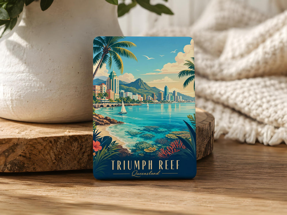 Triumph Reef Fridge Magnet, Coral Reef Ocean Scene Magnet, Tropical Sea Life Decor, Nautical Kitchen Locker Magnet