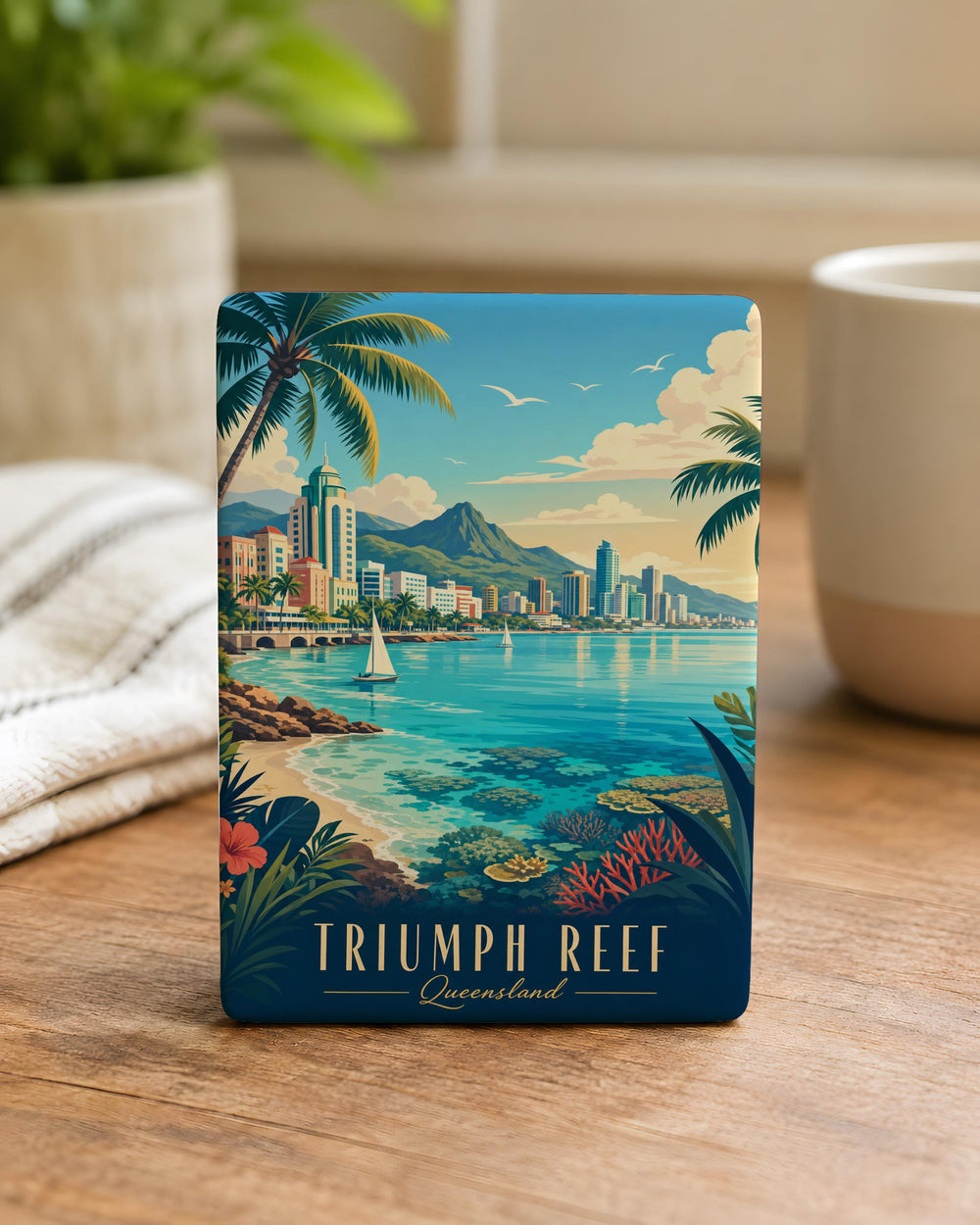 Triumph Reef Fridge Magnet, Coral Reef Ocean Scene Magnet, Tropical Sea Life Decor, Nautical Kitchen Locker Magnet