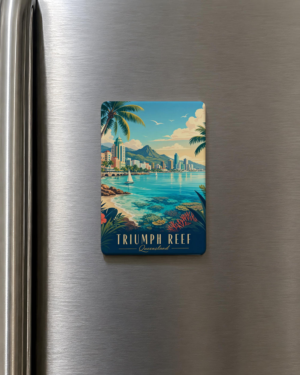 Triumph Reef Fridge Magnet, Coral Reef Ocean Scene Magnet, Tropical Sea Life Decor, Nautical Kitchen Locker Magnet