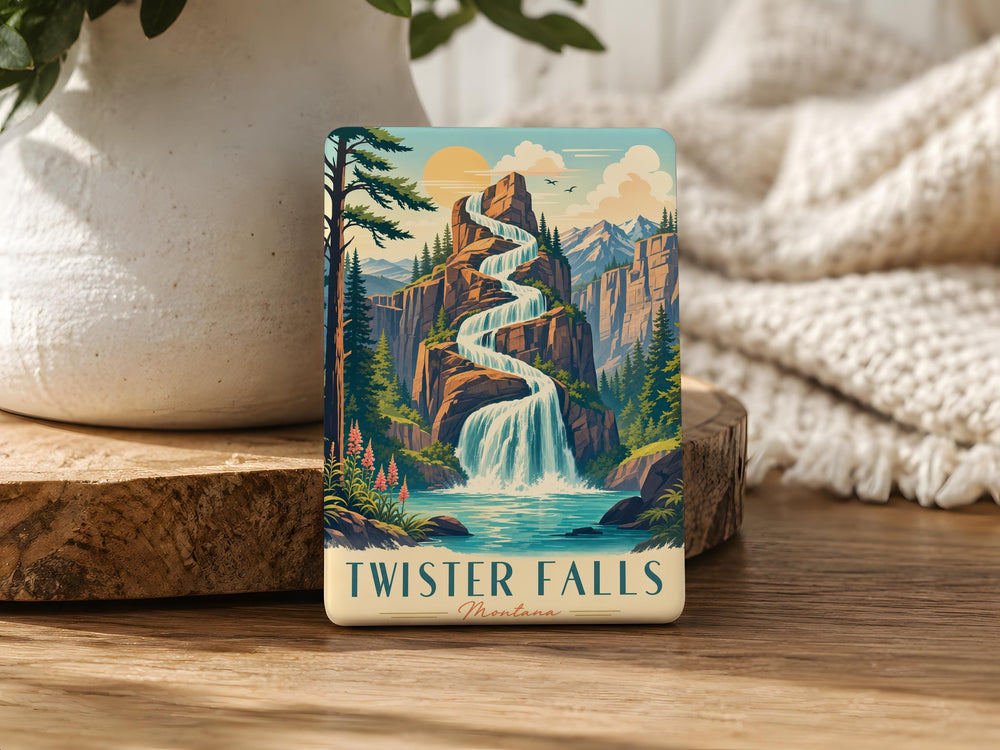 Twister Falls Fridge Magnet, Waterfall Nature Souvenir Magnet, Scenic Falls Travel Gift, Mountain Waterfall Magnet