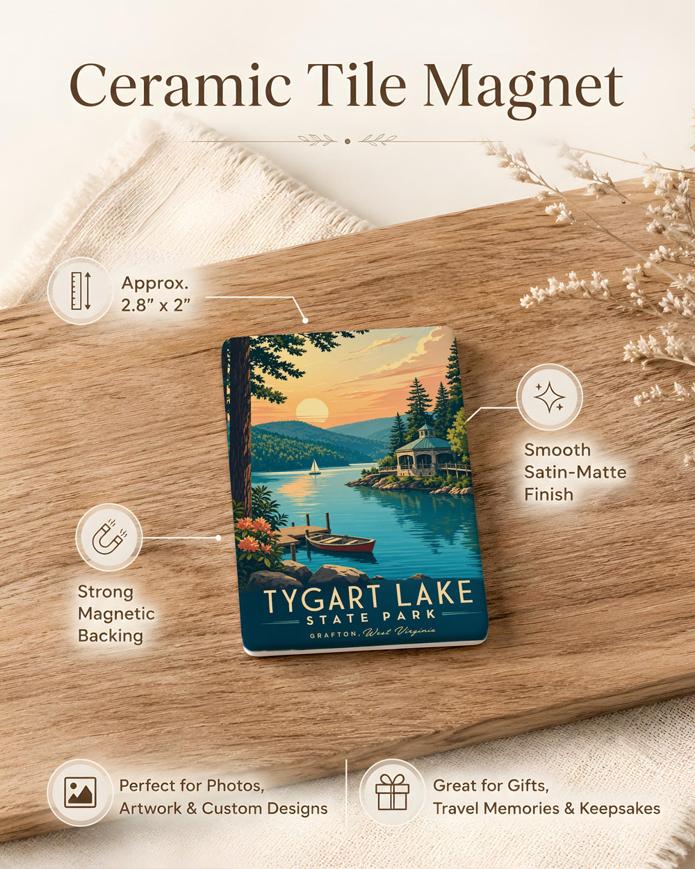Tygart Lake State Park Fridge Magnet, West Virginia Travel Souvenir Magnet, Nature Lake Park Keepsake Magnet