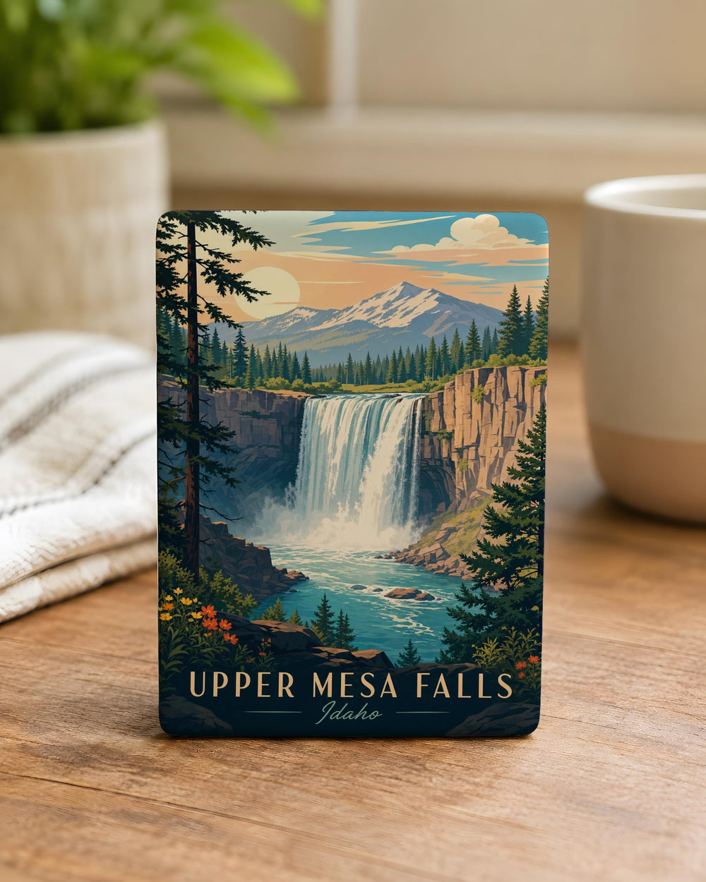 Upper Mesa Falls Fridge Magnet, Idaho Waterfall Souvenir, Snake River Canyon Travel Keepsake, Nature Landmark Magnet