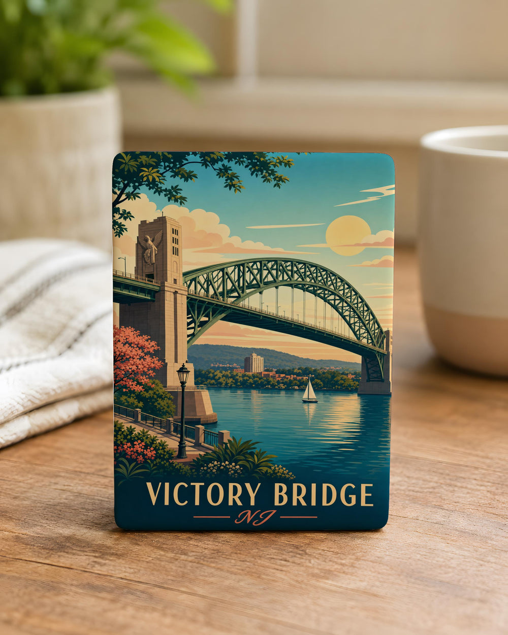 Victory Bridge New Jersey Fridge Magnet, NJ Landmark Souvenir, Route 35 Bridge Gift, Garden State Travel Keepsake