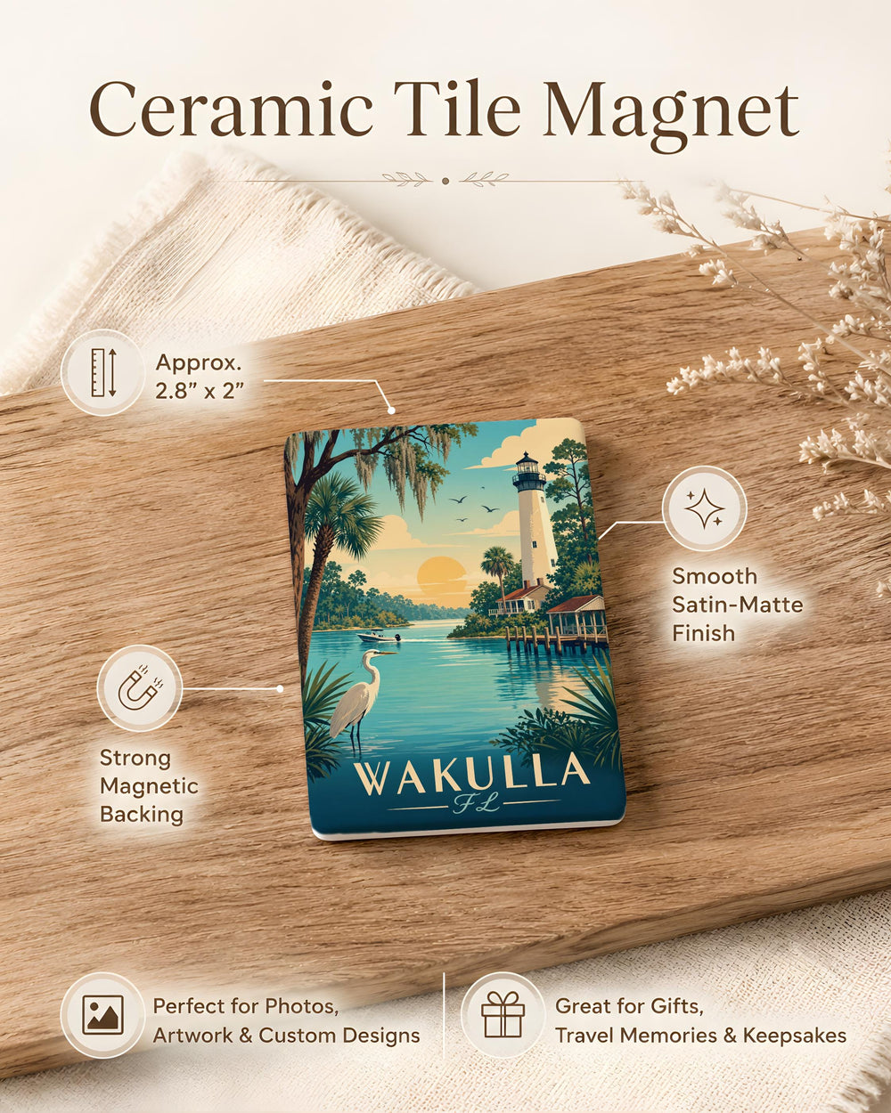 Wakulla Florida Fridge Magnet, Wakulla FL Souvenir Magnet, Wakulla County Travel Gift, Florida Vacation Keepsake Magnet