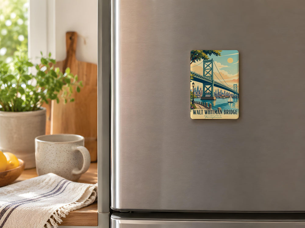 Walt Whitman Bridge Fridge Magnet Philadelphia Delaware River Crossing Souvenir Landmark Magnet