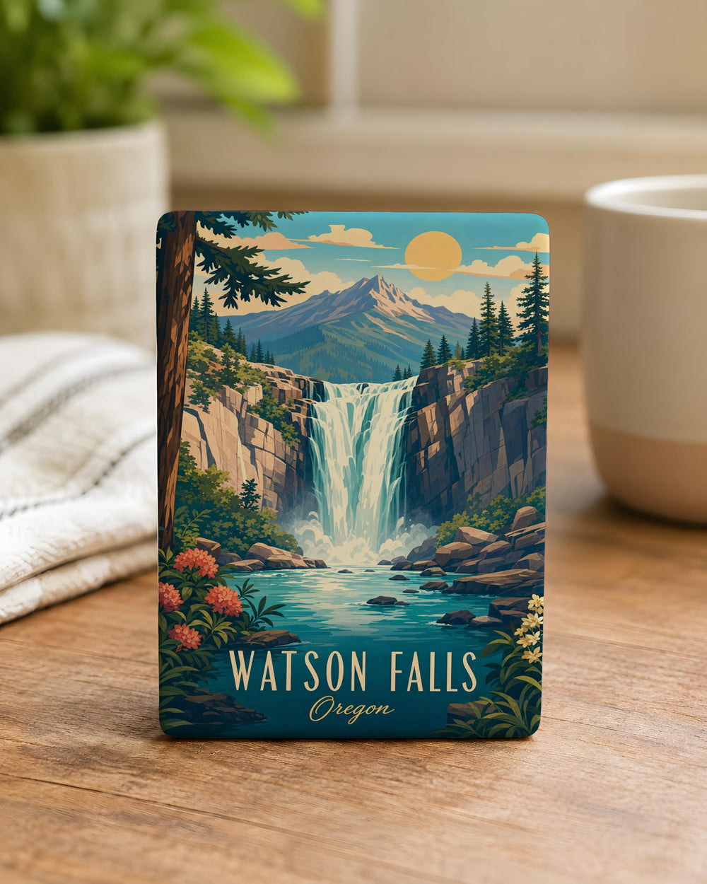 Watson Falls Fridge Magnet, Waterfall Nature Scenery Souvenir Magnet, Oregon Landmark Travel Gift Magnet