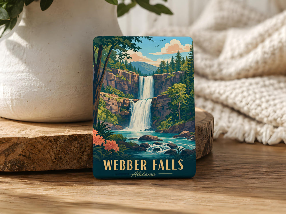 Webber Falls Fridge Magnet, Waterfall Landscape Souvenir Magnet, Webber Falls Travel Keepsake Magnet