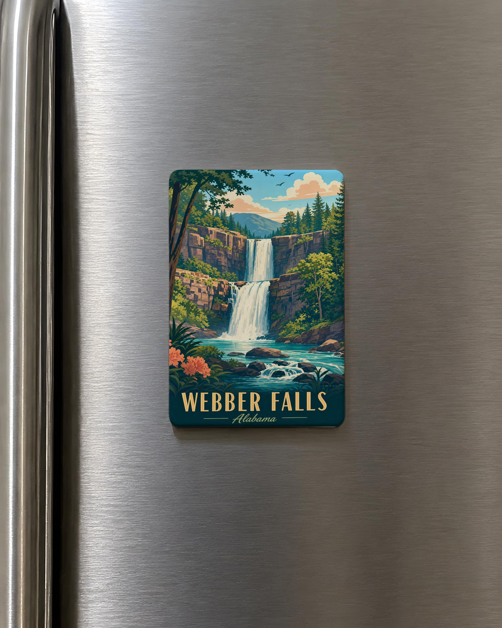 Webber Falls Fridge Magnet, Waterfall Landscape Souvenir Magnet, Webber Falls Travel Keepsake Magnet
