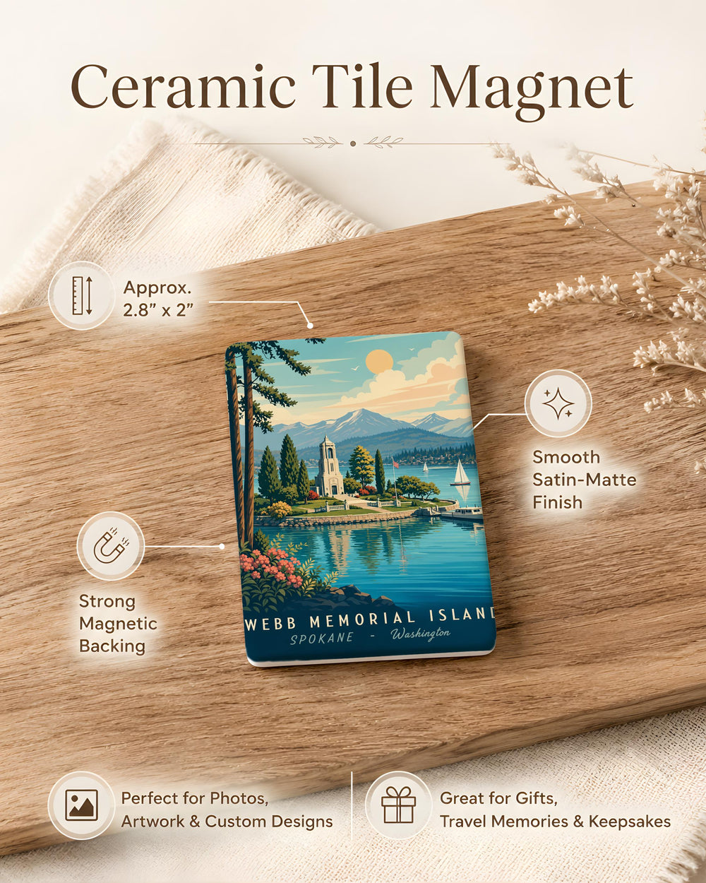 Webb Memorial Island Fridge Magnet, Island Landmark Souvenir Magnet, Travel Keepsake Refrigerator Magnet