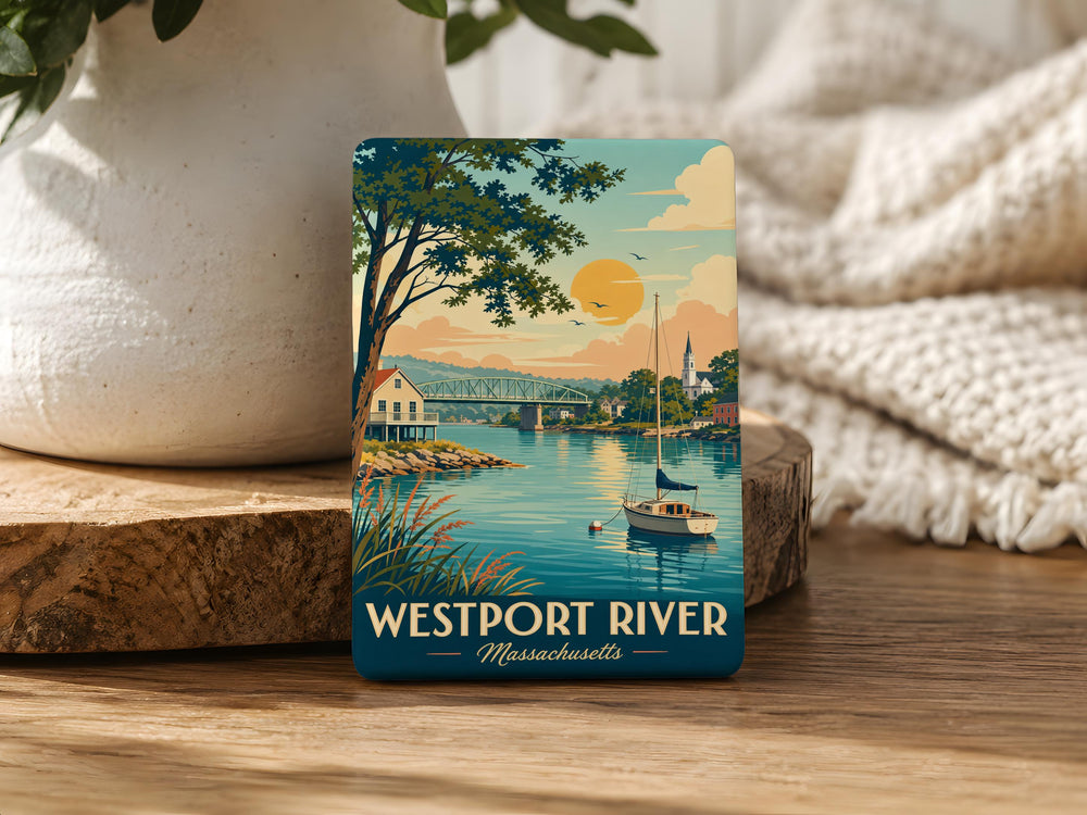 Westport River Fridge Magnet, Massachusetts Coastal River Landmark Souvenir Magnet, Westport MA Travel Keepsake Magnet