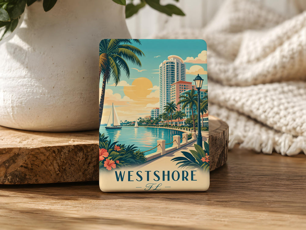 Westshore Florida Fridge Magnet, Westshore FL Souvenir Magnet, Tampa Bay Area Travel Gift, Florida Vacation Keepsake Magnet