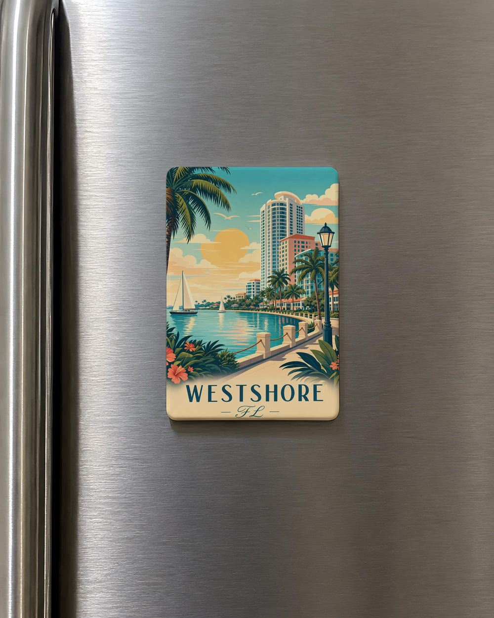 Westshore Florida Fridge Magnet, Westshore FL Souvenir Magnet, Tampa Bay Area Travel Gift, Florida Vacation Keepsake Magnet