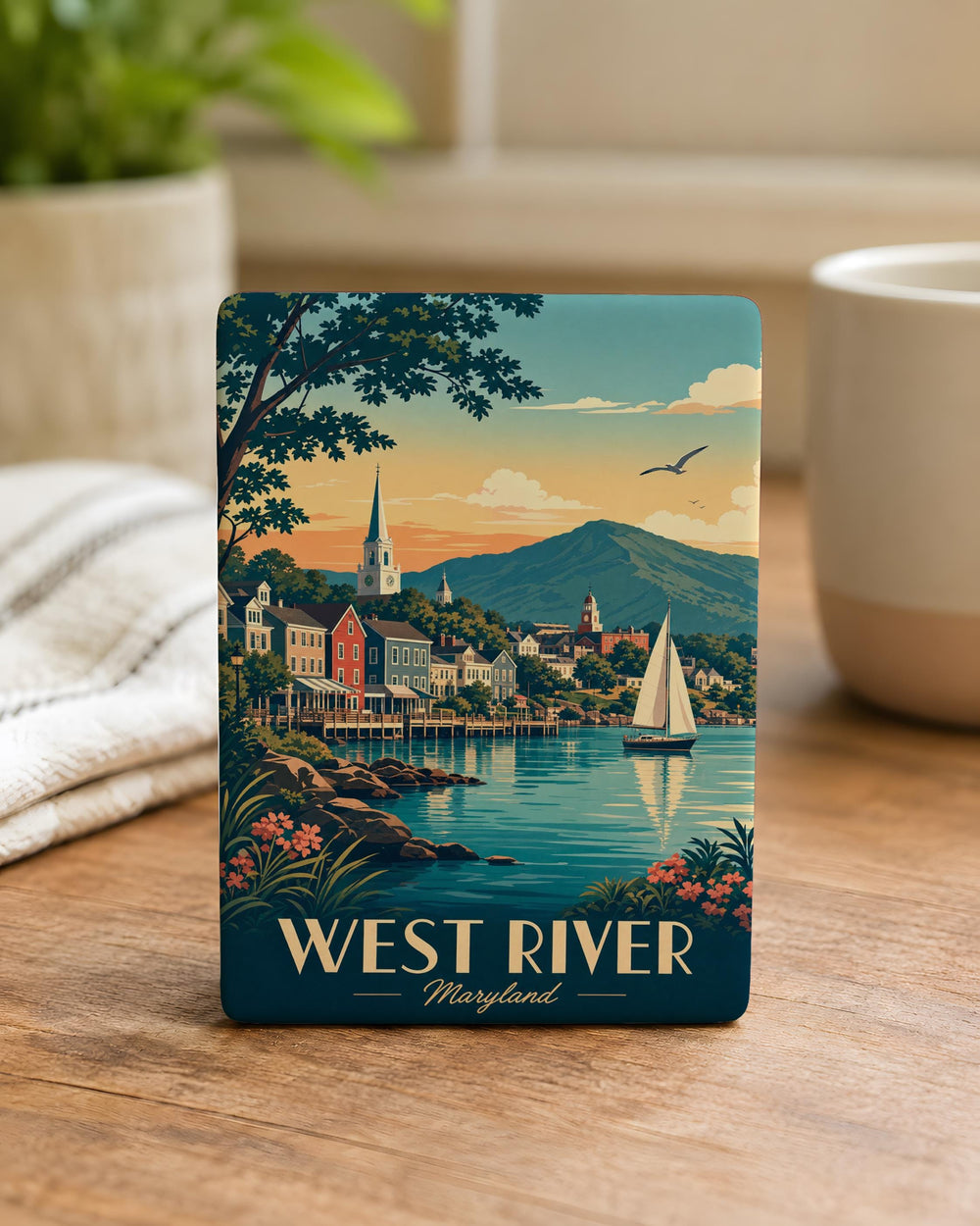 West River Fridge Magnet, West River Souvenir Magnet, River Landscape Travel Keepsake Magnet, West River Gift