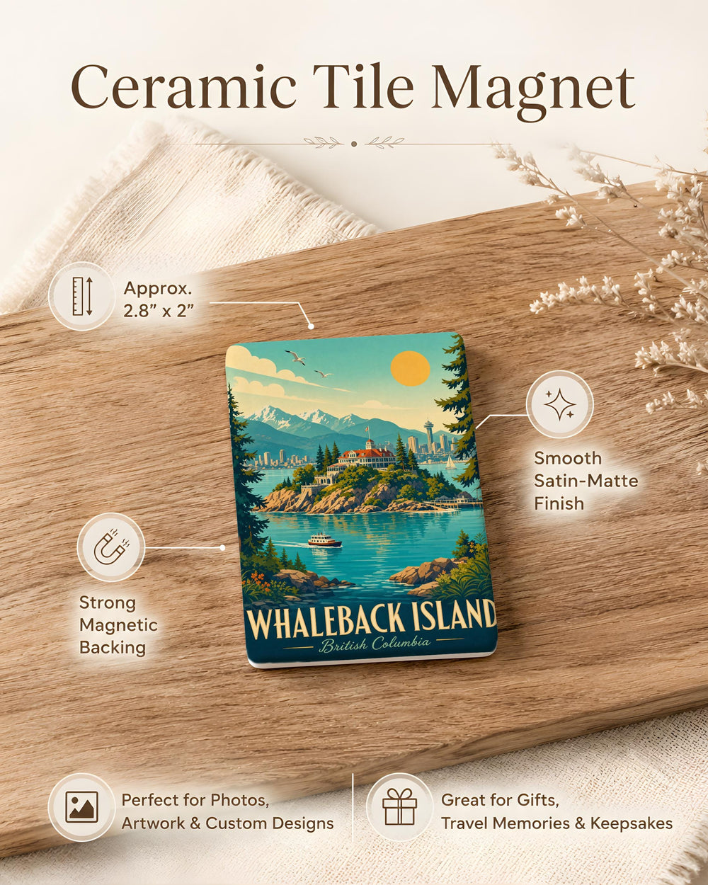 Whaleback Island Fridge Magnet, Coastal Maine Island Souvenir Magnet, Ocean Seaside Travel Keepsake Magnet