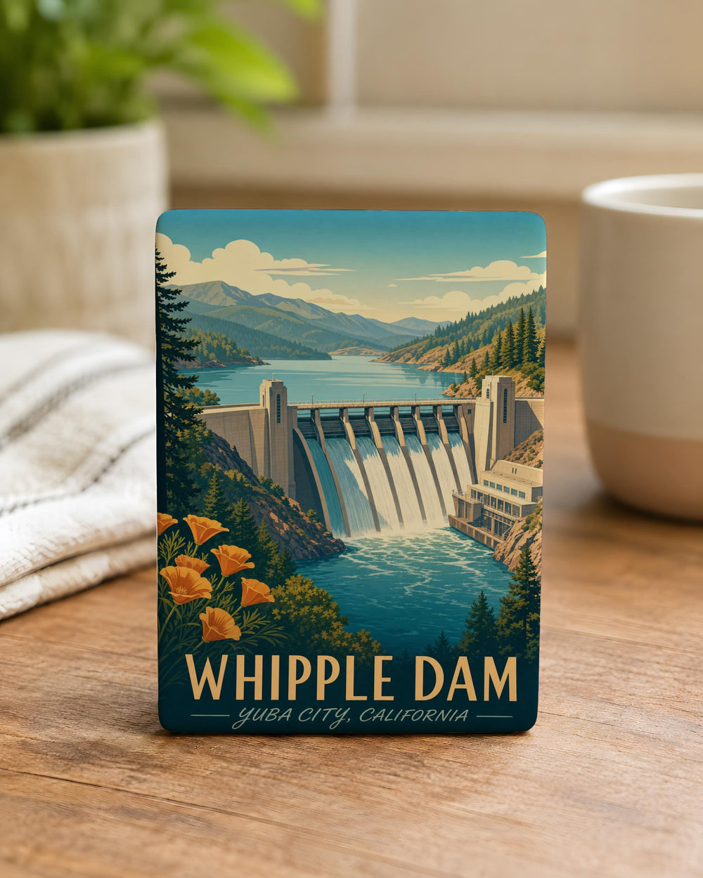 Whipple Dam Fridge Magnet, Whipple Dam Michigan Souvenir Magnet, Lake and Dam Landmark Refrigerator Magnet