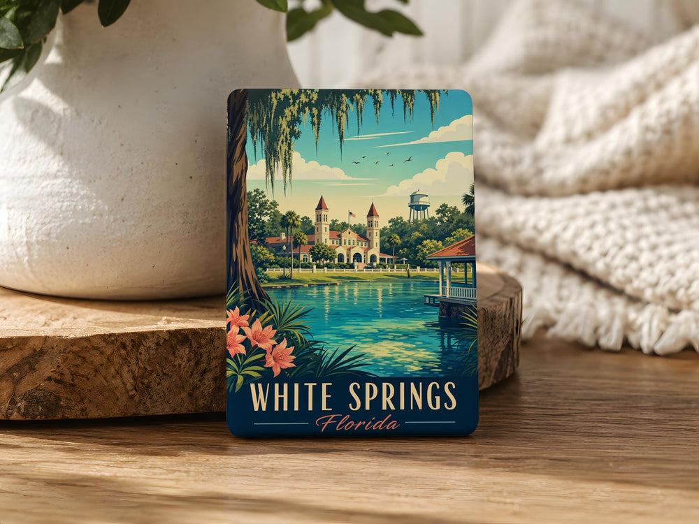 White Springs FL Fridge Magnet, Florida Town Souvenir Magnet, White Springs Florida Travel Gift, Hometown Keepsake Magnet