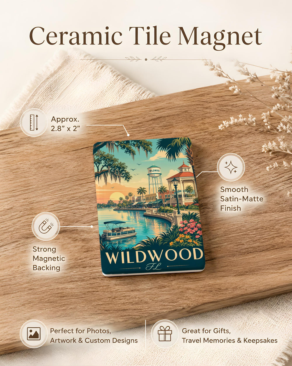 Wildwood Florida Fridge Magnet, Wildwood FL Souvenir Magnet, City Name Travel Keepsake Gift