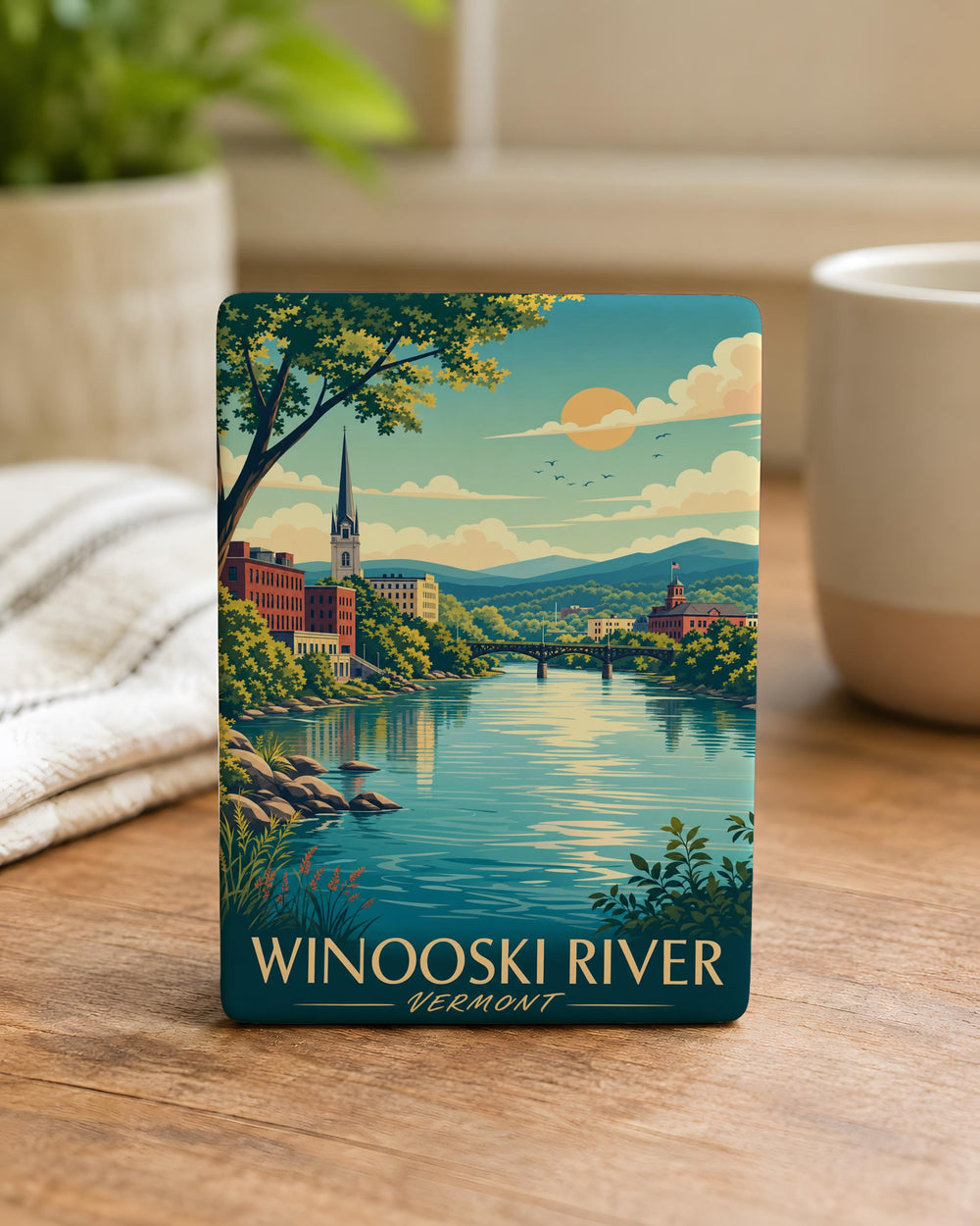 Winooski River Fridge Magnet, Vermont River Landmark Souvenir Magnet, Winooski VT Travel Keepsake Magnet