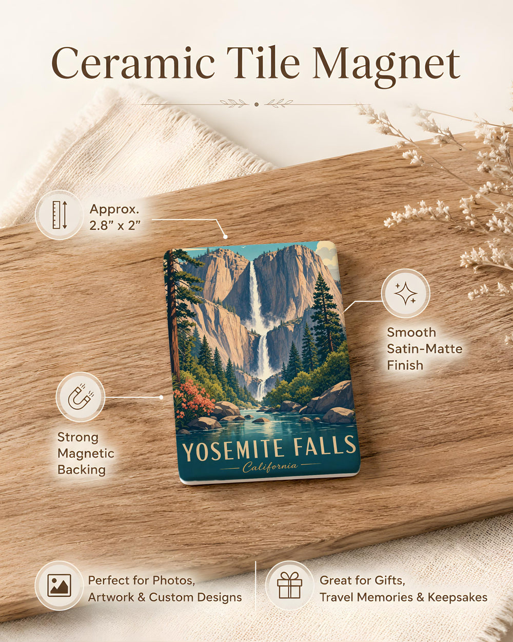 Yosemite Falls Fridge Magnet, Yosemite National Park Waterfall Souvenir, California Travel Keepsake Magnet