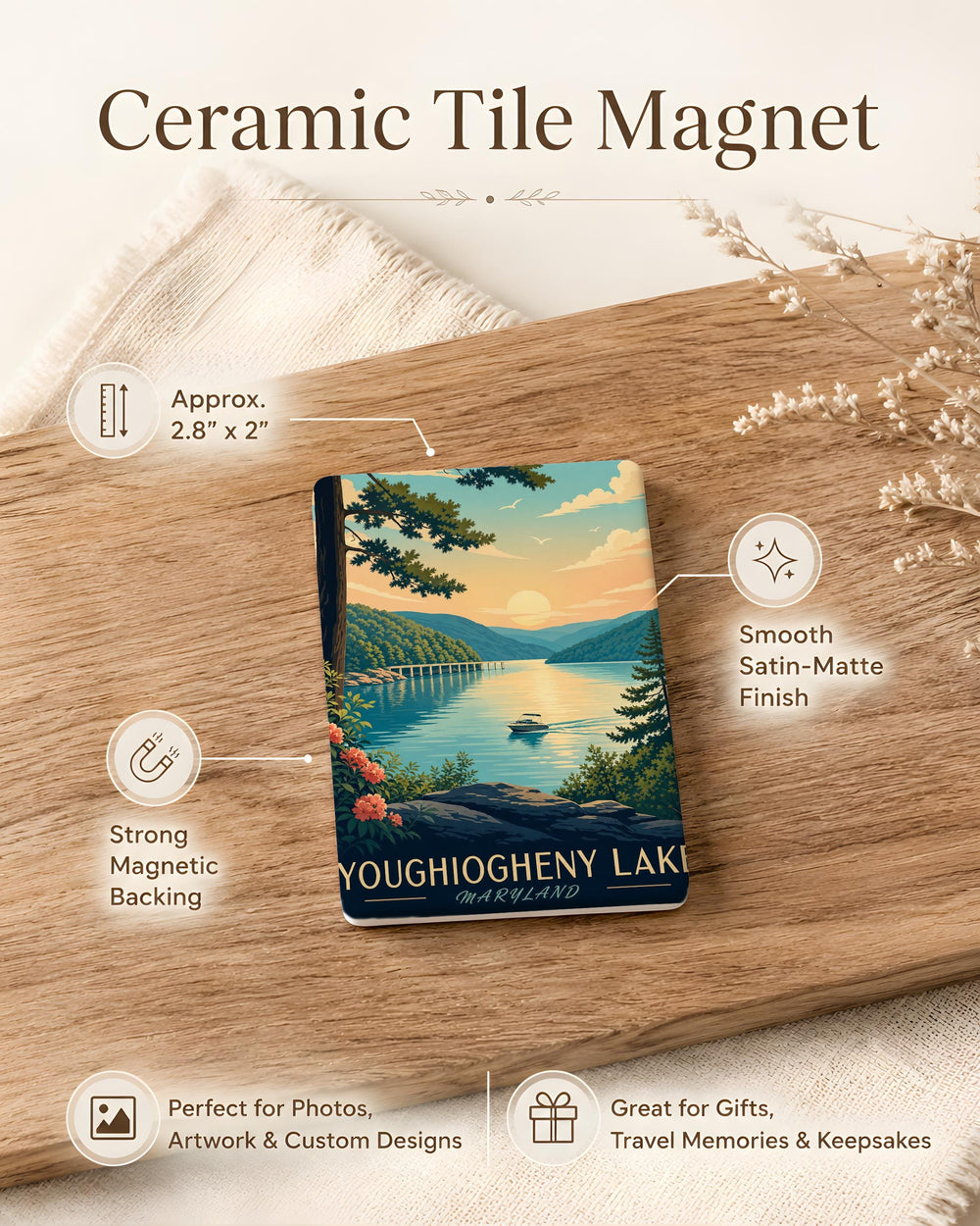 Youghiogheny Lake Fridge Magnet, Pennsylvania Lake Souvenir Magnet, Outdoor Adventure Travel Keepsake Magnet