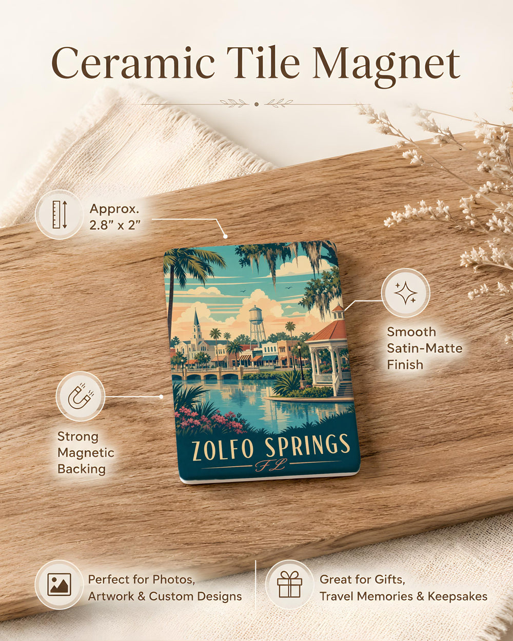 Zolfo Springs FL Fridge Magnet, Florida Town Souvenir Magnet, Zolfo Springs Travel Gift, Florida Road Trip Keepsake Magnet