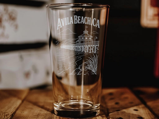Avila Beach CA Pint Glass, Avila Beach California Souvenir Glass, Central Coast Coastal Town Gift, Beach Vacation Drinkware