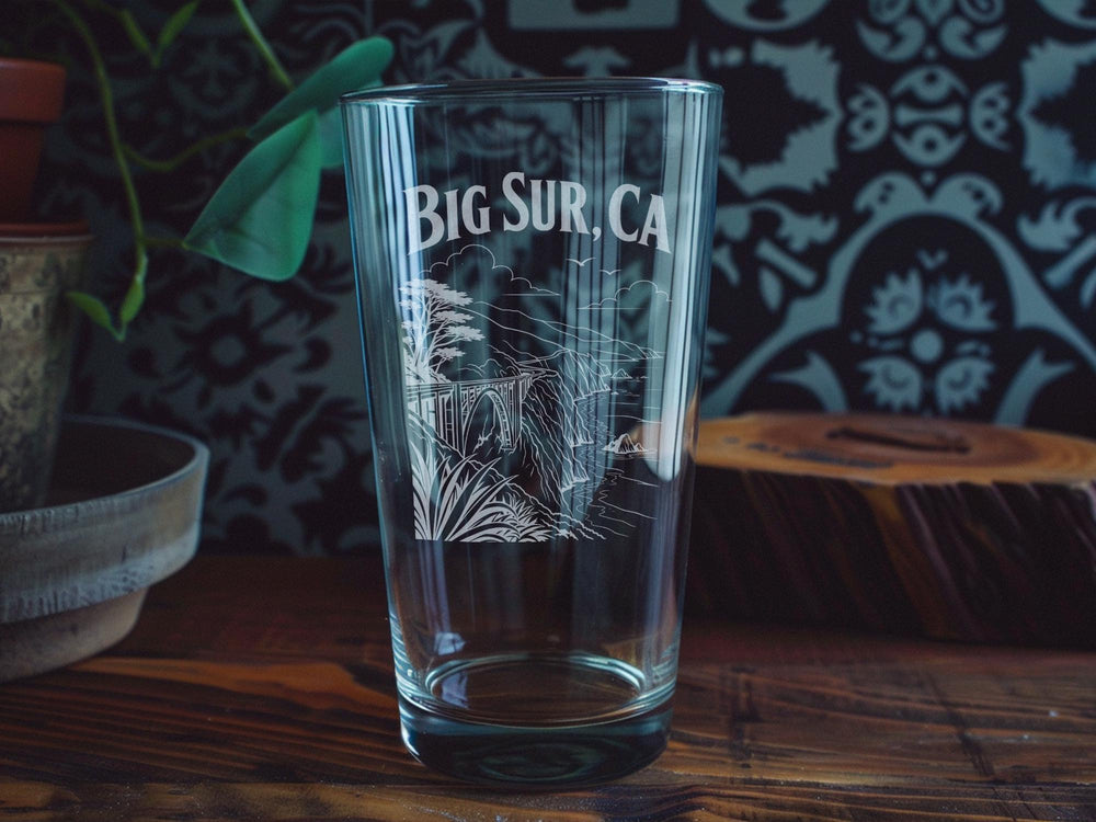 Big Sur California Pint Glass, Big Sur CA Souvenir Beer Glass, Coastal Highway Road Trip Drinkware, Monterey County Gift