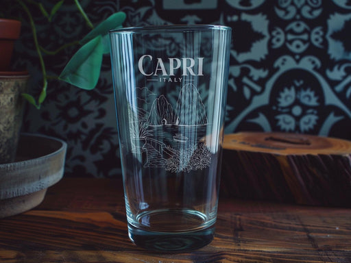 Capri Italy Pint Glass, Capri Island Souvenir Drinkware, Italian Travel Gift, Amalfi Coast Vacation Bar Glass, Italy Lover Gift