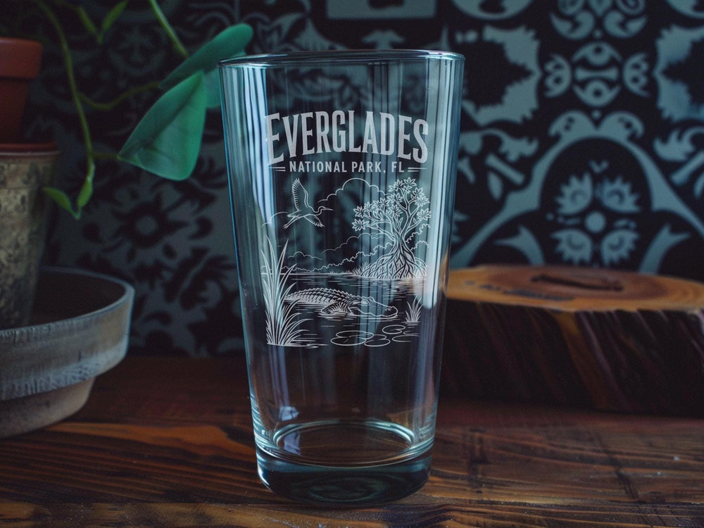 Everglades National Park Florida Pint Glass, Everglades FL Souvenir Bar Glass, National Park Travel Gift