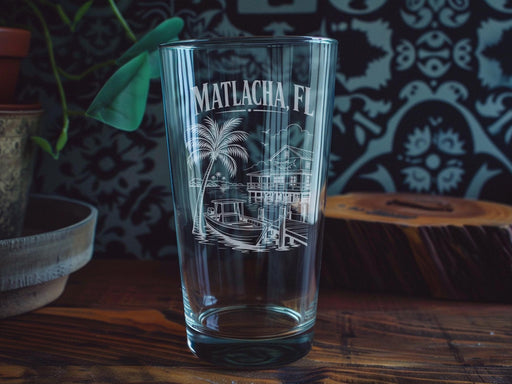 Matlacha Florida Pint Glass, Matlacha FL Souvenir Bar Glass, Coastal Island Town Gift, Vacation Keepsake Drinkware