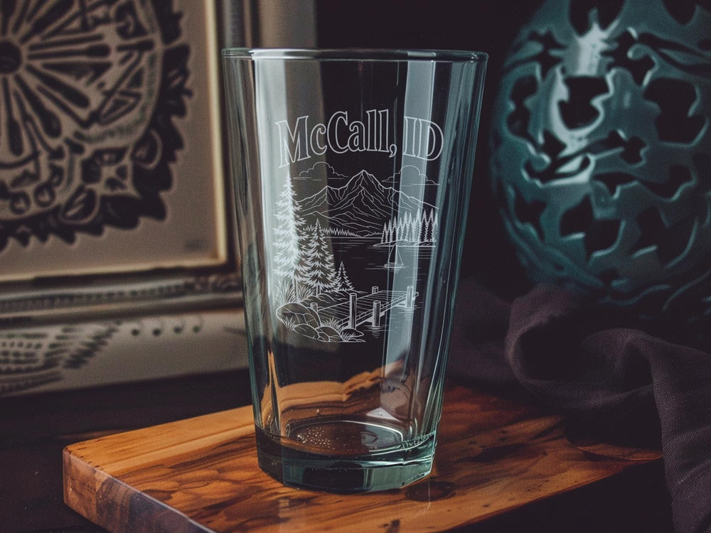 McCall Idaho Pint Glass, McCall ID Souvenir Beer Glass, Payette Lake Vacation Drinkware, Idaho Travel Gift Pint Glass