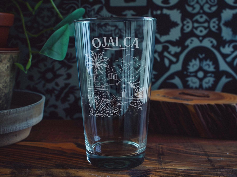 Ojai California Pint Glass, Ojai CA Souvenir Glass, Ojai City Gift, California Travel Keepsake, Ojai Vacation Drinkware