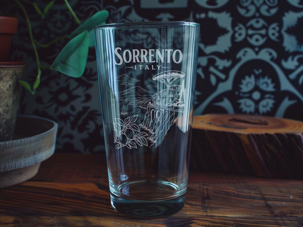 Sorrento Italy Pint Glass, Amalfi Coast Travel Souvenir Drinkware, Italian Coastal Town Vacation Gift