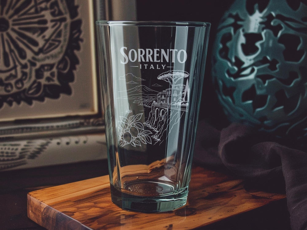 Sorrento Italy Pint Glass, Amalfi Coast Travel Souvenir Drinkware, Italian Coastal Town Vacation Gift