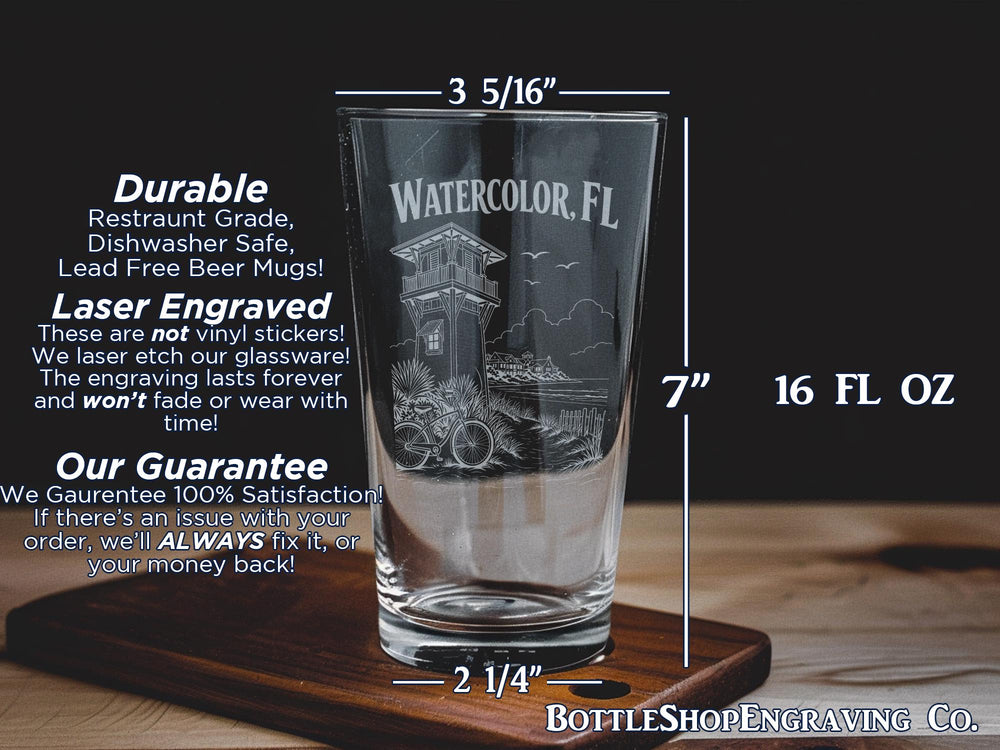 Florida State Outline Pint Glass, FL Souvenir Beer Glass, Florida Gift for Travelers, Sunshine State Drinkware