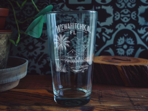 Wewahitchka Florida Pint Glass, Wewahitchka FL Souvenir Beer Glass, Gulf County Florida Travel Gift Glassware