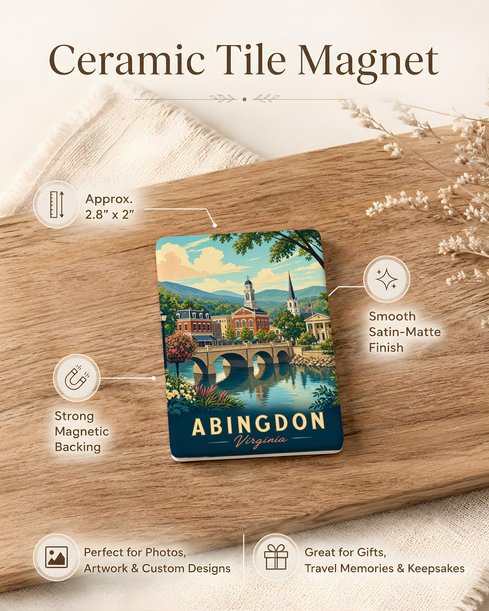 Abingdon VA Fridge Magnet, Abingdon Virginia Souvenir Magnet, Travel Gift, Hometown Keepsake, Appalachian Town Magnet