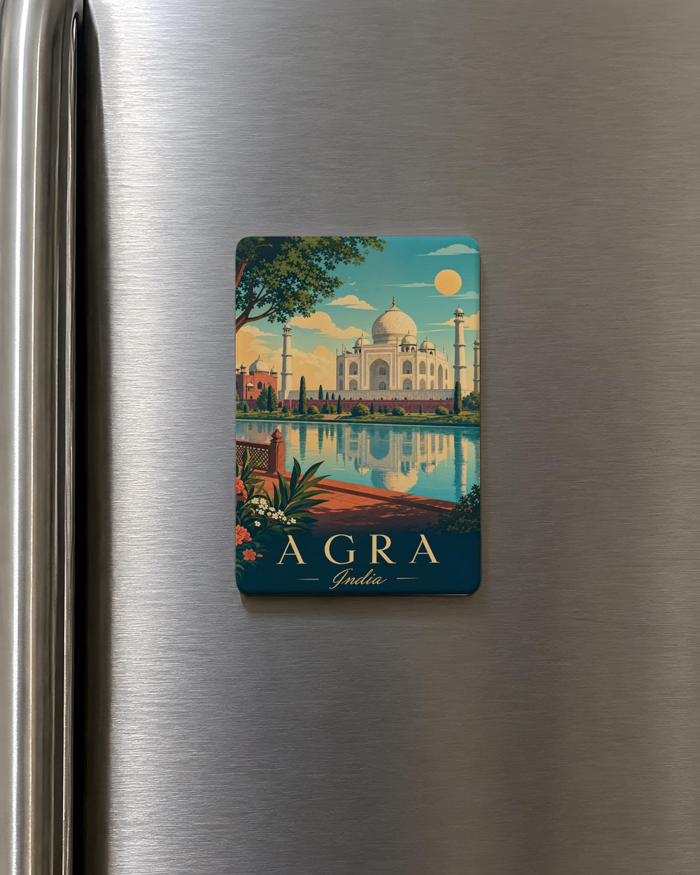 Agra India Fridge Magnet, Taj Mahal Souvenir Magnet, Agra Travel Keepsake, India Landmark Refrigerator Magnet
