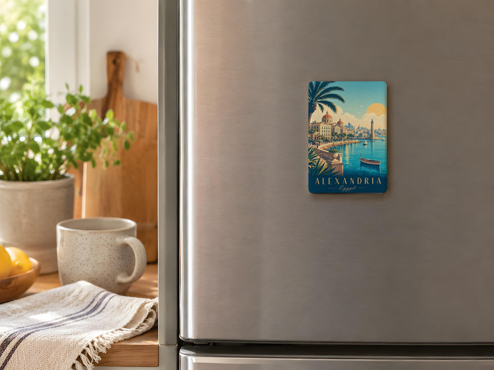 Alexandria Egypt Fridge Magnet, Alexandria Landmark Souvenir Magnet, Egypt Travel Gift Magnet, Mediterranean City Magnet