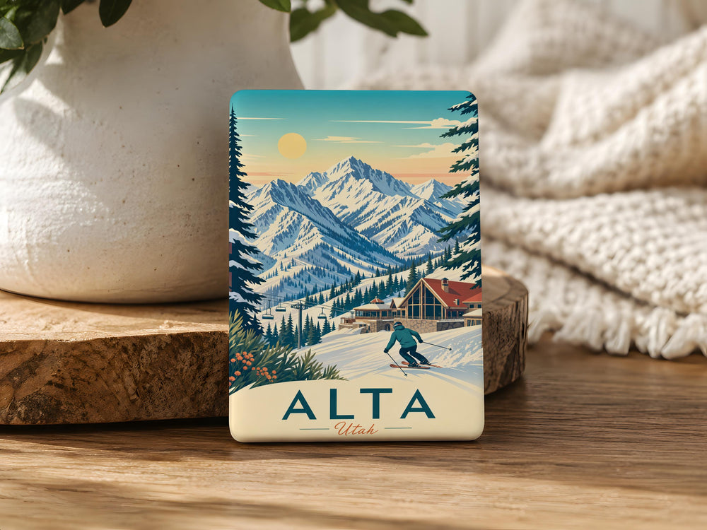 Alta Utah Fridge Magnet, Alta UT Souvenir Magnet, Ski Resort Mountain Town Travel Keepsake Magnet